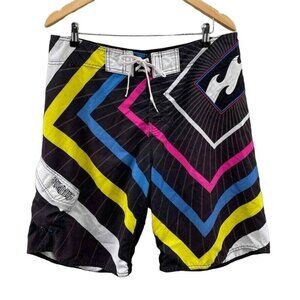 Billabong Board Shorts Mens 36‎ Brown Stripe Pocket